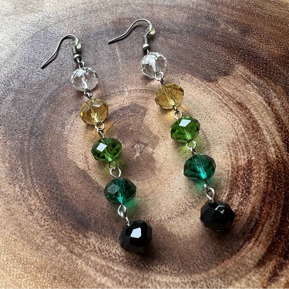 Glass Multicolor Crystal Beaded Dangle Drop Earrings - Picture 2 of 4